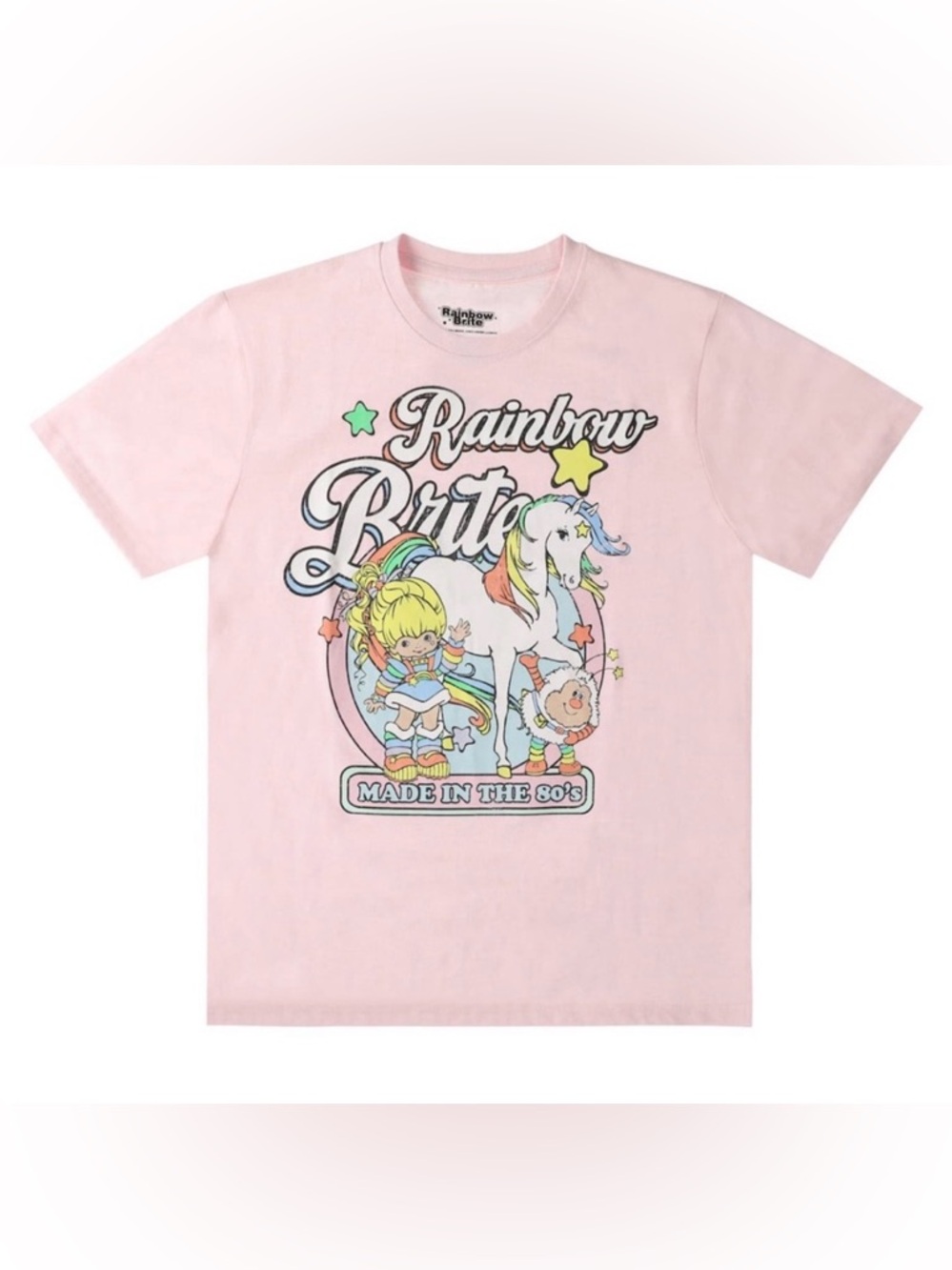 Rainbow Brite Pastel Pink Graphic Tee - Rainbow Size Large